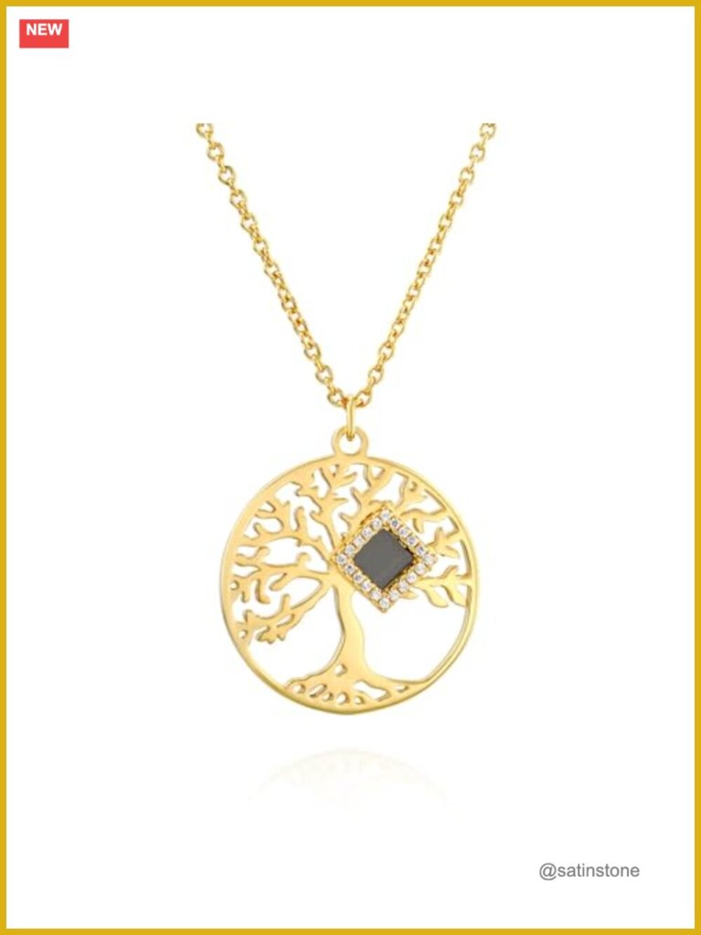 Tree of Life Necklace 18K Gold Plated Stainless Steel Pendant Christian Gift